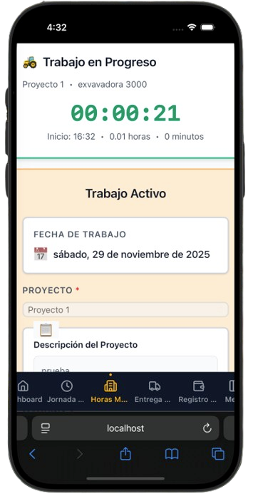 Registro de Horas de Máquina - mobile